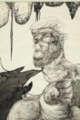 Drawing. Surreal in style by an unknown artist. Framed and glazed. H.43 x W.33 cm.