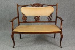 Canape, C.1900 satin birch. H.89 W.114cm.