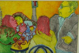 Crayon on paper. Signed indistinctly by the artist. Bottom right. Framed and glazed. H.39 x W.47 cm.