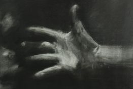 Print. Outstretched hand signed 'J.G.' Framed and glazed. H.60 x W.85 cm.