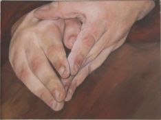 Patrice Moor. Oil on canvas. Signed on the back 'P. Moor 1999'. Hands. Framed. H.44 x W.54 cm.