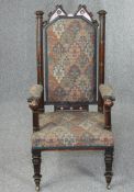 Armchair, 19th century Gothic oak.