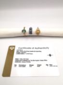 Three 20th century 9 carat gold gem-set rings, one with certificate: a solitaire green apatite ring,