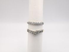 A 9ct yellow and white gold diamond set band along with a paste set gold tone ring.