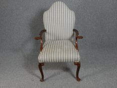 Armchair, early Georgian style mahogany framed. H.110cm.