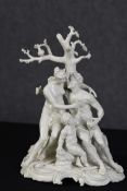 A fine white porcelain figure group. In the style of Gian Lorenzo Bernini. Artist monogram on