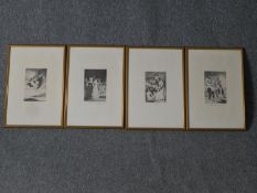 Francisco Goya (Spanish. 1746 – 1828). Four etchings from Los Caprichos (The Caprices). Including '