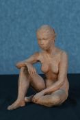 Terracotta figure, female nude. Nicely scaled and with a particularly well worked face. Unsigned.