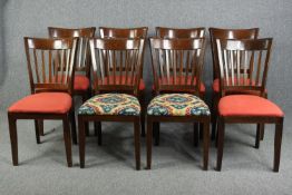 Dining chairs, a set of eight, contemporary in teak.