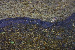 Abstract print. Unsigned. Mounted, framed and glazed. H.48 W.63 cm.
