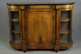 Credenza, Victorian burr walnut with Arabesque satinwood inlay. H.108 W.152 D.44cm. (Panel door