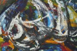 Oil on canvas. Modern abstract study in a decorative gilt frame. Unsigned. H.70 W.80 cm.