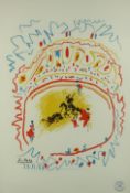 Picasso. Petit Corrida. Large lithograph printed by Mourlot. With certificate signed by Eric Mourlot