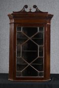 Corner cabinet, hanging type, Georgian mahogany. H.112 W.65