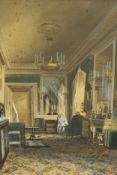 James Roberts (British, 1791- 1867) An interior scene for which the artist was well known. A