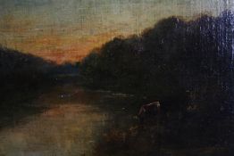 Nineteenth century painting. Oil on board. Landscape. Unsigned. H.30 W.40 cm.