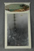 Pier mirror, !9th century, original plate, later painted. H.143 W.84cm.