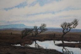 Watercolour and ink. Landscape signed 'Yeats' lower right. H.40 W.53 cm.