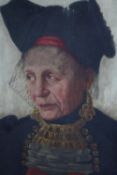 Robert Frederick Blum (American 1857- 1903). Oil on canvas. Portrait of an older women. Signed top
