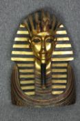 A painted and gilded resin bust of the Egyptian Pharaoh Tutankhamun. H.72 W.50cm.