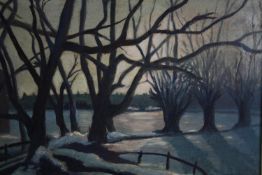 D. F. White. Winter landscape. Signed lower left. Framed. H.36 W.46 cm.