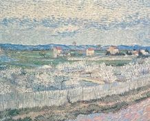 After Vincent Van Gogh. Oil on canvas copy of the artist's famous painting. In heavy set gilt frame.