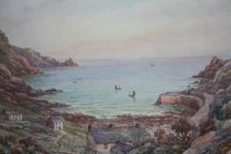 Thomas Herbert Victor (British. 1894-1980). Watercolour. Cornwall. In a gilt decorated frame. H.42