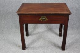 Side table, Georgian mahogany with pull out section fitted with candle slides. H.79 W.90 D.60cm.