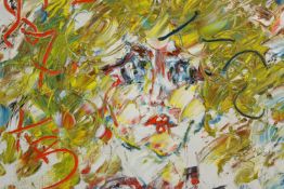 Painting. Acrylic on canvas. Portrait signed indistinctly on the reverse. H.59 W.69 cm.