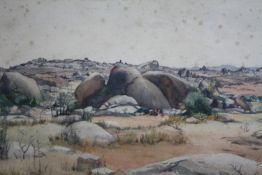 Patrick Prentice. Watercolour. Landscape. Signed lower right. Framed and glazed. H.63 W.80 cm.