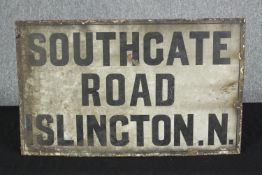 Local interest. An old enmarbled street signed. Southgate Road, Islington North. Early twentieth