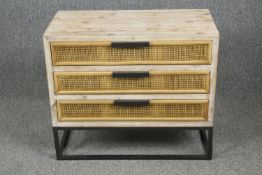 Chest of drawers, contemporary on a metal base. H.68 W.80 D.40cm.