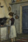 Oil painting on board. Signed indistinctly bottom right. Framed. H.64 W.49 cm.