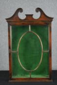 Display cabinet, wall hanging, C.1900 Georgian style walnut. H.92 W.59 D.14cm.