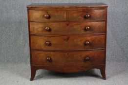 Chest of drawers, Georgian mahogany bowfronted. H.103 W.105 D.53cm.