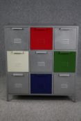 A vintage style locker room type metal filing cabinet. H.101 W.92 D.39cm.