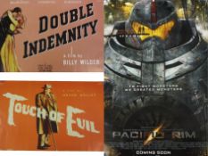 Three film posters. Double Indemnity (1944), Touch of Evil directed by Orson Wells (1958), both