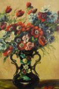 Still life painting. Oil on canvas. Signed 'Dierckx' bottom right. Framed. H.60 W.40 cm.