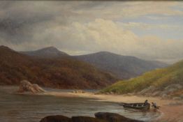 W. P. H. Foster (19th Century artist). Landscape painting dated 1879. In a gilt decorated frame. H.