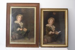 Bubbles, by Sir John Everett Millais. Chromolithographs. Late nineteenth century. Framed and glazed.