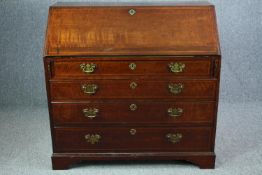 Bureau, Georgian mahogany with satinwood inlay. H.104 W.106 D.53cm.