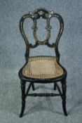 Bedroom chair, Victorian papier mache with mother of pearl inlay.