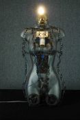 Shop mannequin converted into a lamp. Cyber punk. H.84 W.40 D.11cm.