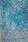 Watercolour and pastel on paper. Abstract composition signed indistinctly bottom right. Framed and