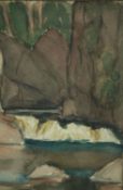Watercolour. Titled 'Laggan Falls' probably Laggan Falls in the Philippines. The Royal Society of