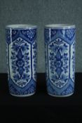 A pair of blue and white Chinese style vases. H.44 Dia. 20cm. (each)
