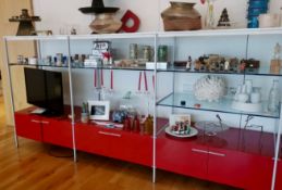 A contemporary Porro metal modular display cabinet system. H.149. W.264. D.60cm.
