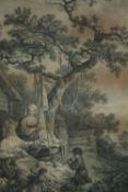 A nineteenth century engraving. Classical scene. Framed and glazed. H.65 W.51 cm.