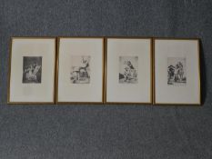 After Francisco Goya (Spanish. 1746 – 1828). Four lithographs from Los Caprichos (The Caprices).