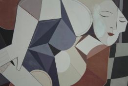 Abstract print. Unsigned. Printed on stretched canvas. Framed and glazed. H.60 W.80cm.